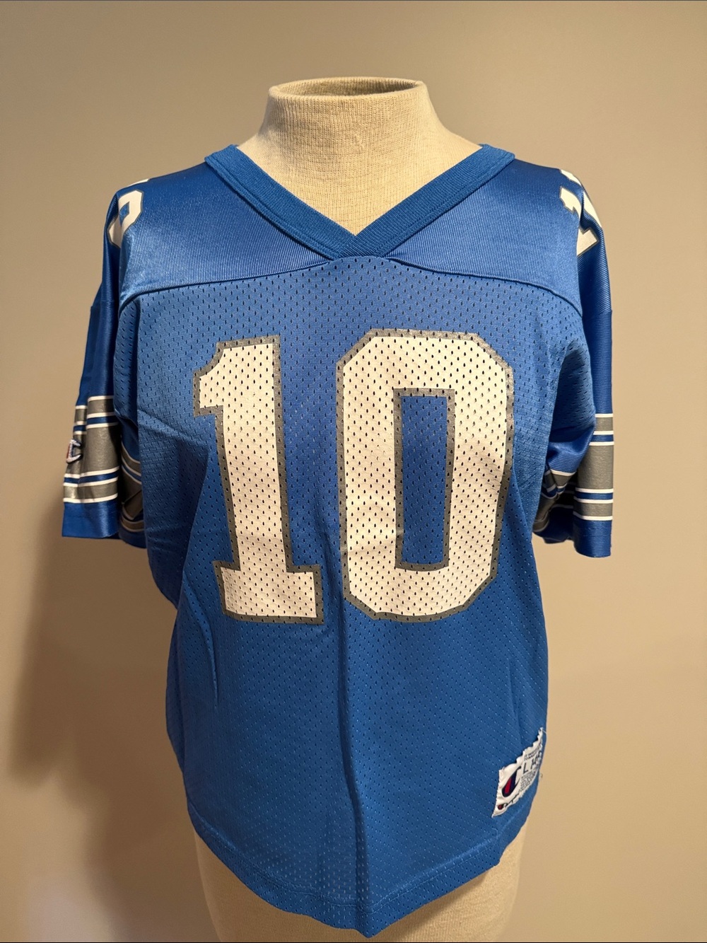 Champion Blue Football Jersey with White Number 10